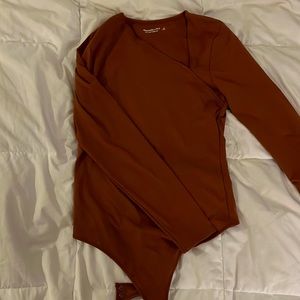 Super Cute Abercrombie and Fitch Brown Mock Neck Body Suit!